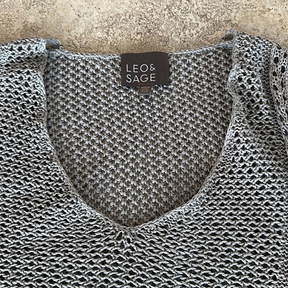 4/$20 LEO & SAGE Fringe Sleeveless Poncho in Slate Grey size small 100% Cotton - Picture 3 of 7